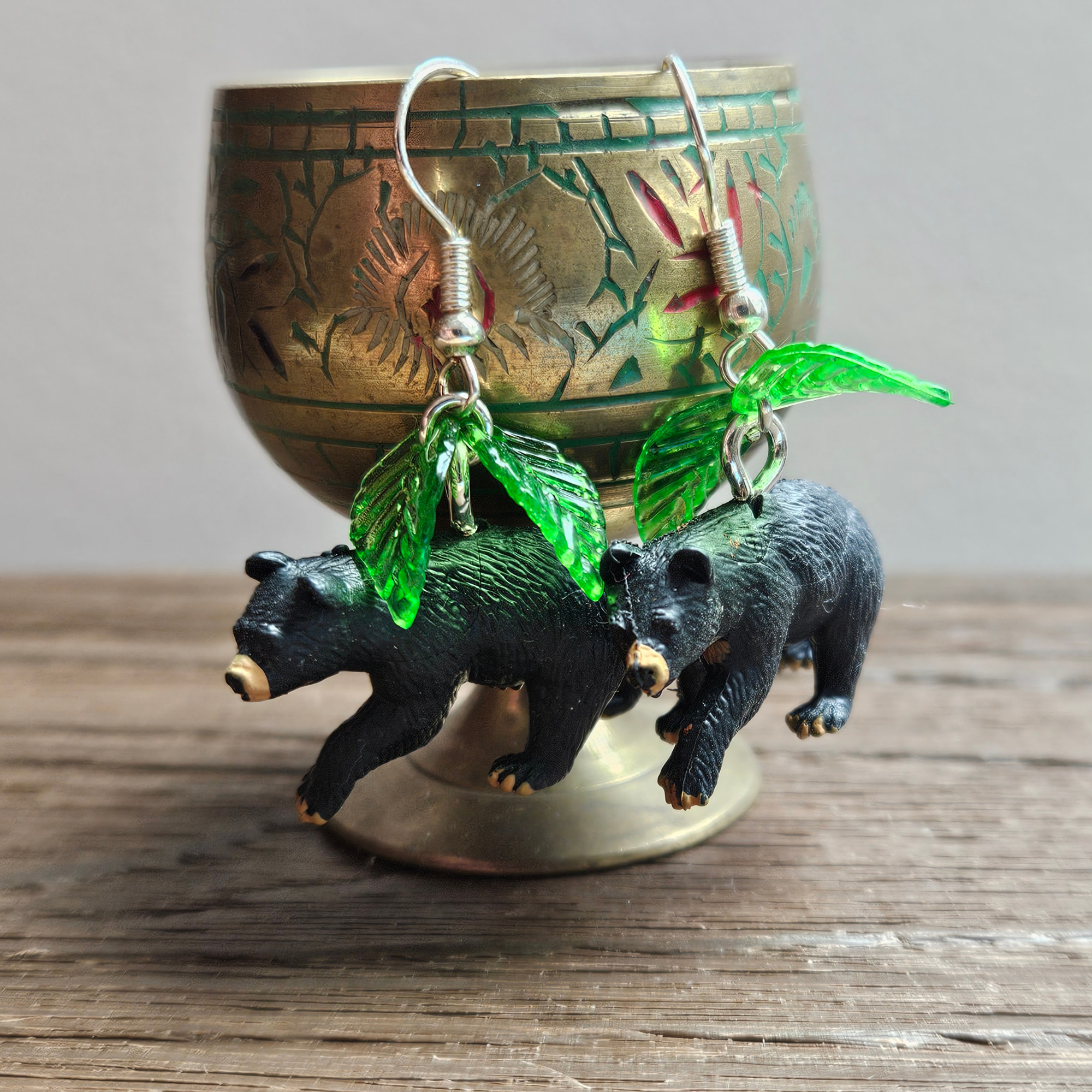 Black bear earrings